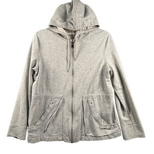 Jones New York Large Sport Gray Zip Up Hoodie Zebra Print Hood Lining